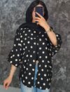 شومیز خالدار مدل آستین کیمونو (لطیف و خوشقواره)