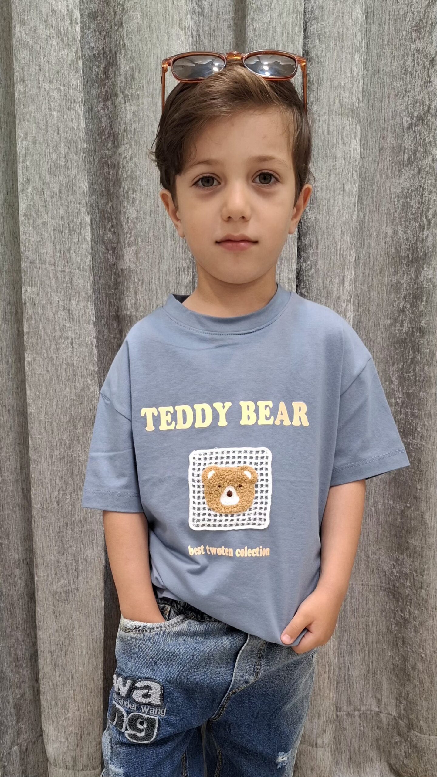 ابی تیشرت خرس گلدوزی شده Teddy Bear - تصویر 1