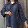 شومیز مانتویی راه‌راه پشت‌ دکمه (زنانه) - تصویر 8