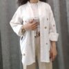 مانتو لنین نخی طرح گل بابونه ریز (زنانه) - تصویر 6