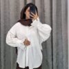 شومیز طرح جین پارچه چروک آستین مچ فانتزی