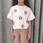 ست تیشرت و شلوار دخترانه شنل‌دوزی طرح گل