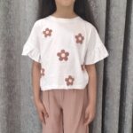 ست تیشرت و شلوار دخترانه شنل‌دوزی طرح گل (بچگانه)