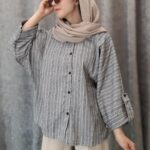 شومیز مانتویی لمه ژاکارد راه‌دار