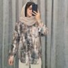 شومیز مانتویی طرح ایتالیایی پشت بلند (پارچه کجراه طرح گازوئیلی) (زنانه) - تصویر 6