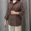 شومیز مانتویی راهراه پشت دکمه (زنانه)