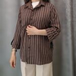 شومیز مانتویی راه‌راه پشت‌ دکمه