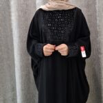 مانتو عبایی کرپ مخمل‌دوزی شده