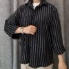 شومیز مانتویی راهراه پشت دکمه (زنانه) - تصویر 2