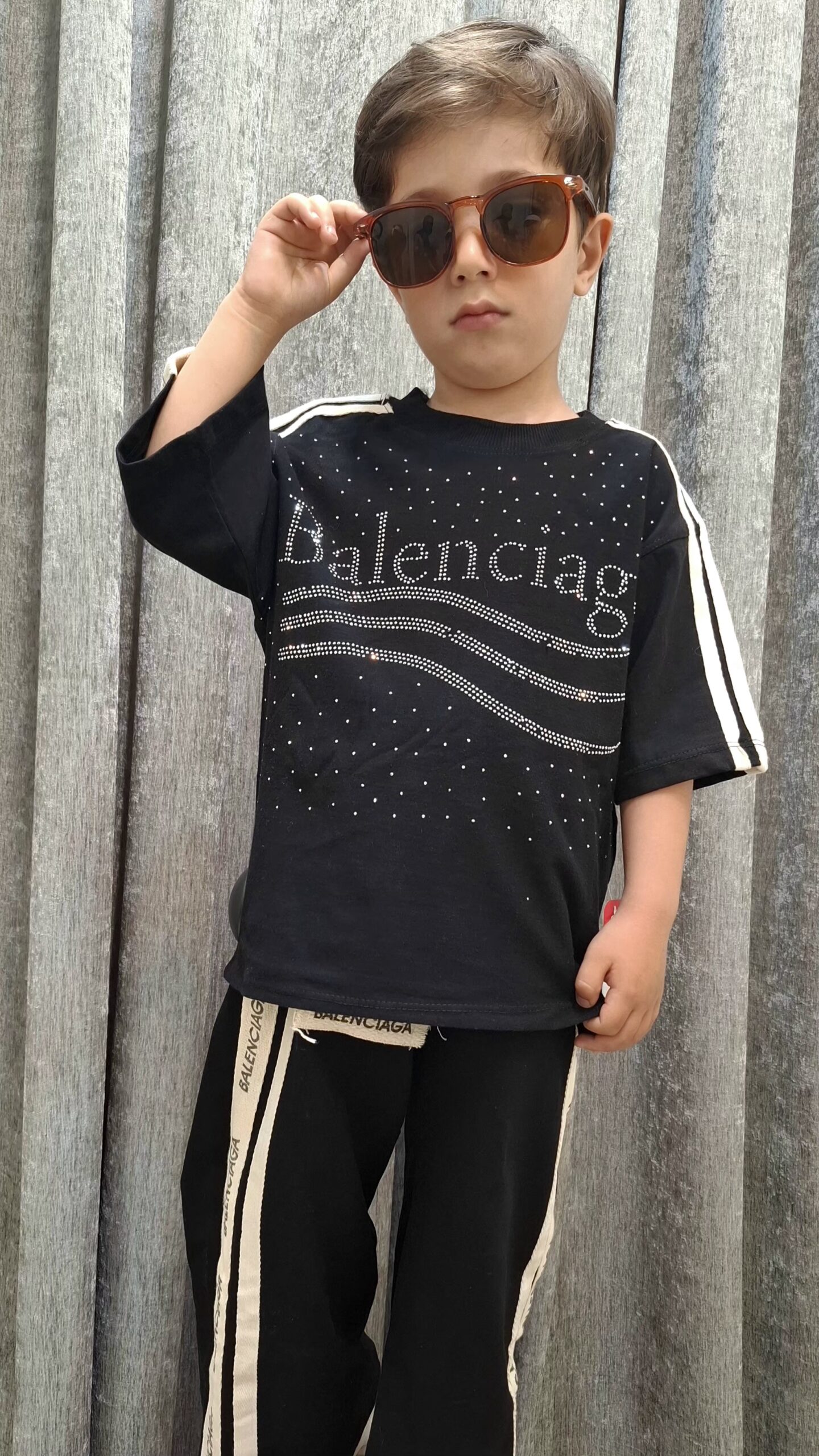 مشکی ست تیشرت و شلوار Balenciaga نخی - تصویر 1