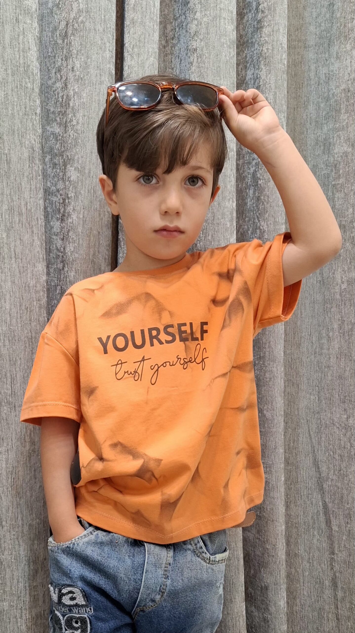 نارنجی تیشرت اسپرت طرح YOURSELF - تصویر 1