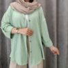 مانتو مدل ینزی ساده یقه شکاری - تصویر 7