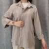شومیز مانتویی راهراه پشت دکمه (زنانه) - تصویر 4