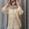 شومیز مانتویی شیشه‌ای طرح پروانه - تصویر 4