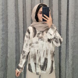 شومیز مانتویی طرح ایتالیایی پشت بلند (پارچه کج‌راه طرح گازوئیلی) (زنانه) - تصویر 7