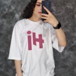 تیشرت لانگ طرح Hi (پنبه‌ای استایل لش)