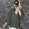 شومیز لمه طرح پاپیونی پایین‌گرد – یقه شکاری و جلو دکمه - تصویر 2