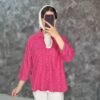 شومیز لمه طرح پاپیونی پایین‌گرد – یقه شکاری و جلو دکمه