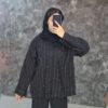 شومیز مجلسی نگیندار طرح خطی ستونی – یقه شکاری (زنانه) - تصویر 5