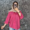 شومیز لمه‌دار طرح پاپیونی – یقه شکاری و آستین پاکتی - تصویر 2