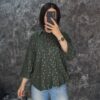 شومیز لمه‌دار طرح پاپیونی – یقه شکاری و آستین پاکتی - تصویر 4