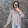 شومیز لمه‌دار طرح پاپیونی – یقه شکاری و آستین پاکتی - تصویر 5