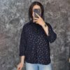 شومیز لمه‌دار طرح پاپیونی – یقه شکاری و آستین پاکتی - تصویر 7