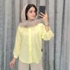 شومیز شیشهای راه راه ریز مدل آستین دکمهدار (یقه مردانه و پایین گرد) (زنانه) - تصویر 3