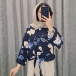شومیز دخترانه پارچه اسلپ گلدار مدل جلو گره (یقه شکاری شیک)