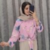 شومیز دخترانه پارچه اسلپ گلدار مدل جلو گره (یقه شکاری شیک) - تصویر 2