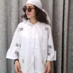 شومیز سفید طرح Miu Miu