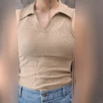 تاپ شکاری حلقه‌ای یقه هفتی کرپ کش (زنانه)