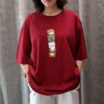 تیشرت لانگ طرح خرس‌های برچسبی (زنانه)