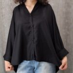 مانتو مشکی باکسی نخی