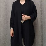 مانتو شانتون شال‌دار مشکی (زنانه)
