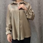 شومیز ژاکارد یقه مردانه آستین چین‌دار(زنانه)