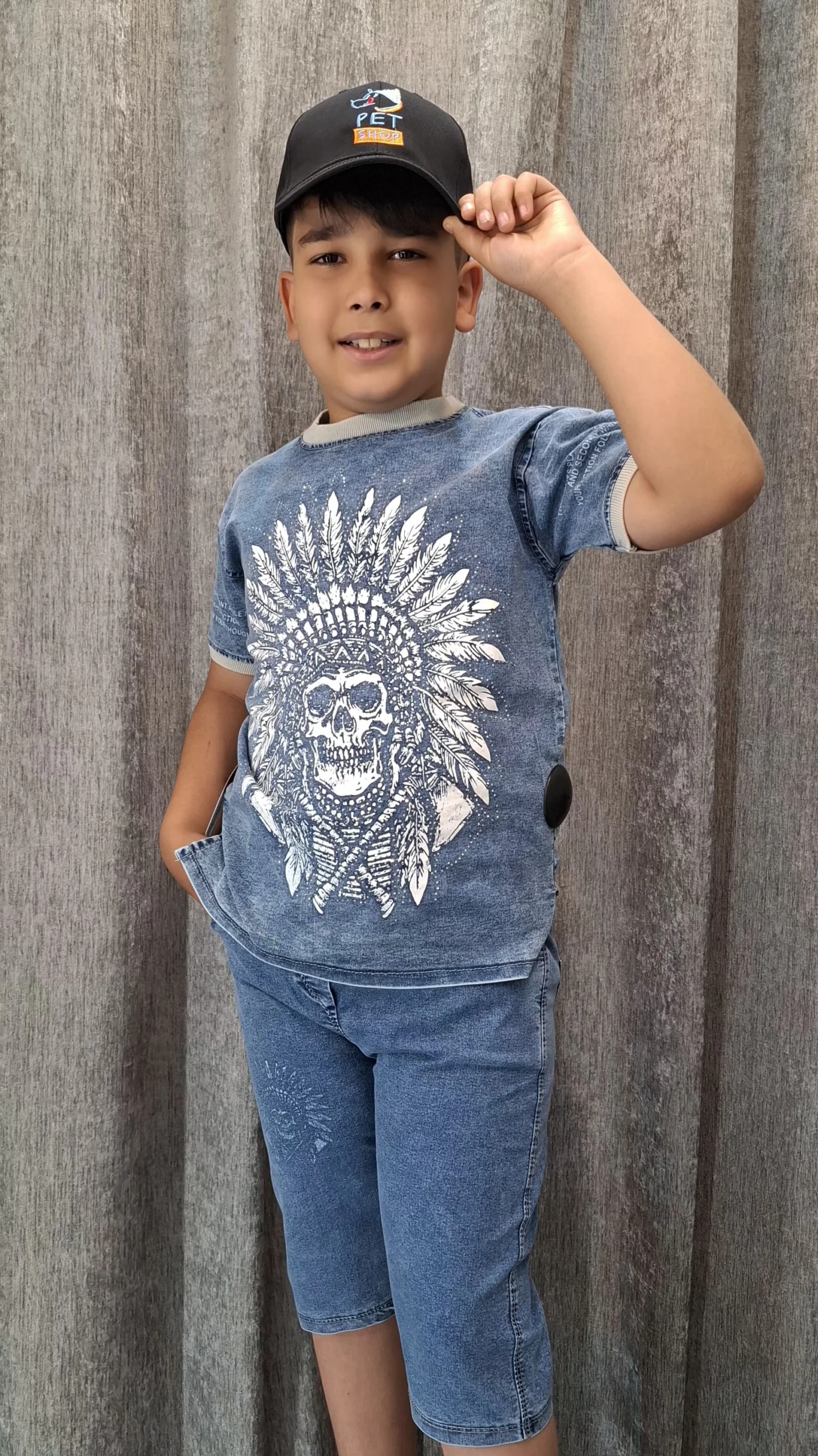 14736 ست تیشرت و شلوارک لی شیکو (Lion Design)(بچگانه) - تصویر 1