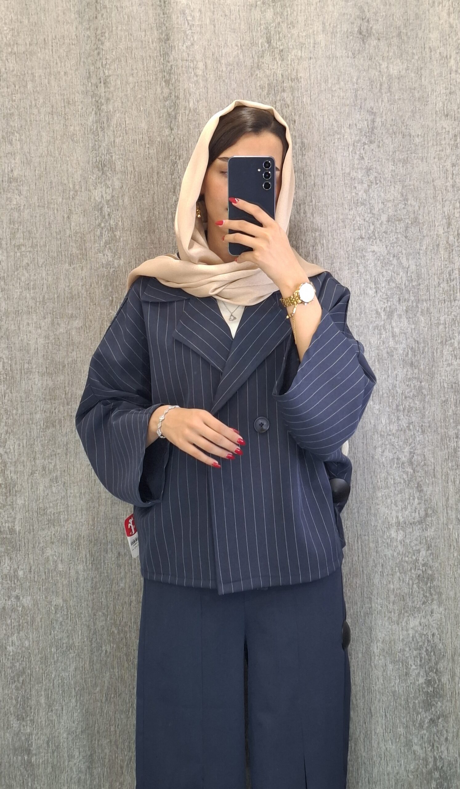 سرمه ای ست کت و شلوار پانچی(زنانه) - تصویر 1