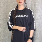 ست تیشرت شلوار پاپیون نوار سفید (زنانه)