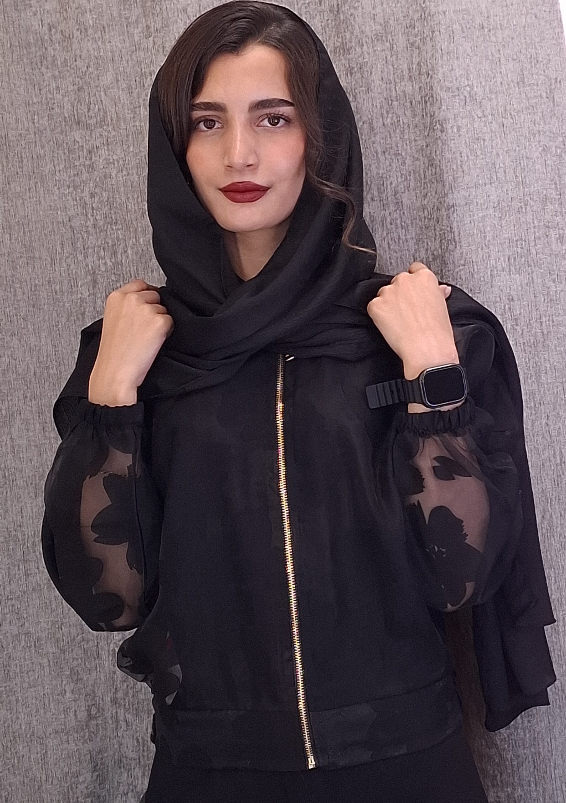 مشکی مانتو گلدار شیشهای بامبر(زنانه) - تصویر 1